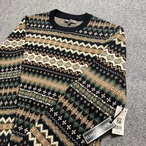 VTG NWT Flint and Alder Sweater Mens L Patterned Knitted Striped Long-sleeve
